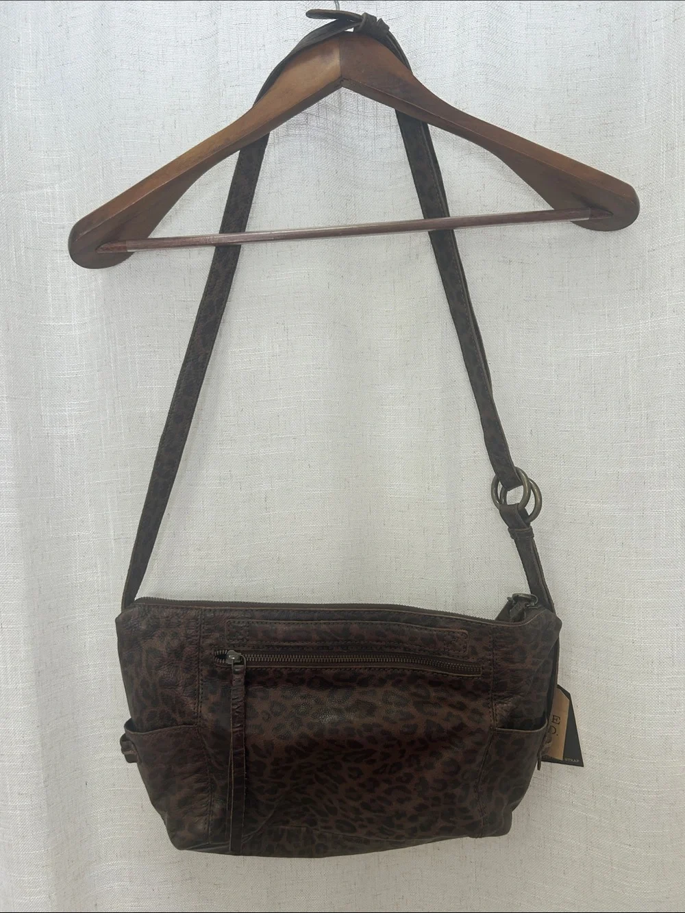 Frye And Company Brown Leopard Print Leather Crossbody Bag Brand New W/Tags